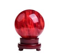 DSZUJTYROP Red Crystal Ruby Ball Sphere Obsidian with Stand Melting Quartz Gemstone for Feng Shui Home Decoration,15cm-Red