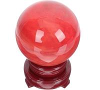 DSZUJTYROP Red Obsidian Ball Smelting Quartz Crystal Gemstone with Stand for Feng Shui Divination Sphere Home Decoration Gift,17cm/6.7in
