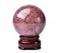 DSZUJTYROP Red Strawberry Quartz Crystal Balls with Stand Gemstone Sphere Decorative Orbs Home Decor Accessories,9.5cm