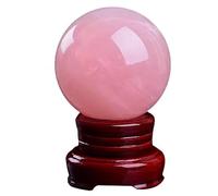 DSZUJTYROP Rose Quartz Crystal Ball with Stand Stone Polished Crystals for Divination Home Office Decor, ball-110mm