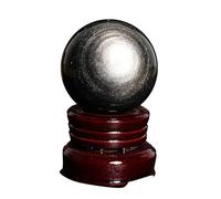 DSZUJTYROP Silver Obsidian Ball Crystal Round Polished Furniture Ornaments Cat'S Eye,90mm