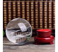 DSZUJTYROP Smelting Clear Quartz Crystal Sphere, Feng Shui Ball with Wooden Base, Stone Figurine for Home Living Room Decoration,18cm/7.1in