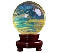 DSZUJTYROP Smelting Crystal Quartz Ball with Stand Yellow Crystals for Healing/Divination/Chakra Balance/Yoga/Home/Office FengShui Decoration,18cm