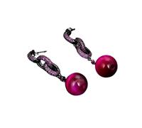 DSZUJTYROP Smooth Round Red Tigers Eye Fuchsia pave Earrings