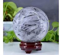 DSZUJTYROP Stone All Black Tourmaline Ball Crystal Hand Polished Home Office Decoration(6-7cm)