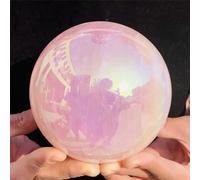 DSZUJTYROP Stone Angel Aura Crystal Sphere Ball Electroplated Rose Quartz Home Decoration(700-800g)