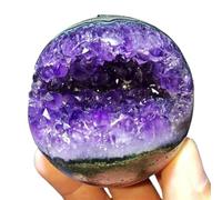 DSZUJTYROP Stone Crystals Brazil Amethyst Geode Quartz Cluster Open Smiling Ball Lucky Wealth Home Decoration Crafts(60-70mm)