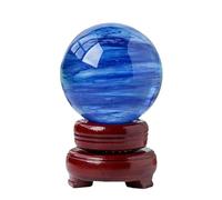 DSZUJTYROP Stone Fused Crystal Ball Blue Quartz, Craft Decoration for Living Room + Wooden Stand Gift,30mm