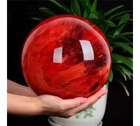DSZUJTYROP Stone Red Clear Quartz Crystal Ball Divination Decor(Size:12cm)