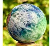 DSZUJTYROP Stone Snowflake Feather Fluorite Ball, Quartz Crystal, Divination Ball(Size:410-500g)
