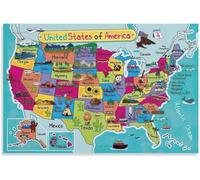 DSZUJTYROP United States of America Map Poster USA Geography Travel Guide Educational Wall-Art Decor Classroom Home(Framed,12x18inch(30x45cm))