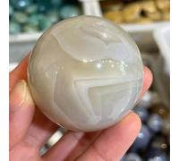 DSZUJTYROP White Agate Crystal Ball Quartz Magic Decoration Ornaments (Size : 80-90mm)