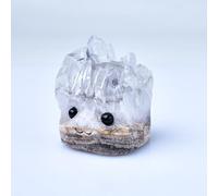 DSZUJTYROP White Crystal Cluster Ornament,Hand Carved Clear Quartz Hedgehog Carving Stones for Fish Tank, Flower Pot, Table Decor,Small
