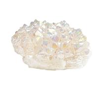 DSZUJTYROP White Crystal Cluster,Titanium Coated Rock,Irregular Quartz Stone,Electroplated,Home Decoration,70~100g