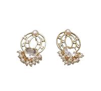 DSZUJTYROP White Sea Shell Pearl Heart Crystal Glass Pretty Earrings