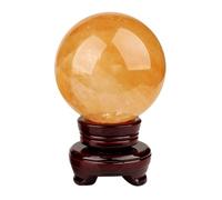 DSZUJTYROP Yellow Calcite Quartz Crystal Ball,Large Citrine Gemstone with Stand, Sculpture Figurine for Feng Shui Office Home Decorations,18cm