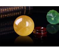 DSZUJTYROP Yellow Calcite Sphere Gemstone Ball Quartz Crystal Sculpture Figurine with Stand,130mm