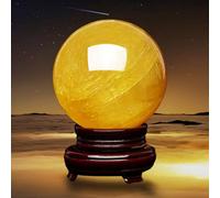 DSZUJTYROP Yellow Citrine Crystal Sphere Ball Crystals Stone with Stand Feng Shui Tabletop Sculpture Ornaments Implication Wealth and Success, ball-10cm
