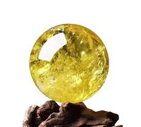 DSZUJTYROP Yellow Crystal Ball Citrine Gemston Sphere with Stand Polished Divination Quart Home Office FengShui Decoration,9-10cm