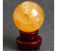 DSZUJTYROP Yellow Iceland Spar Crystal Ball Calcite Spheres Rock Stone Carving Crafts,16cm