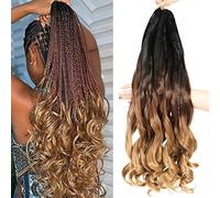 DT CHERYL French Curl Braiding Hair, 24 Inch 8 Pack Soft Curly Braiding Hair Extensions, Pre Stretched Bouncy Braiding Hair Loose Wave Braiding Hair for Women (1B/30/27#)