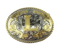 DT - Letras del alfabeto con iniciales doradas, hebilla de cinturón de vaquero con letras 3D, regalo para amigos y familiares, Navidad, día del padre, boda, aniversario, L, Large