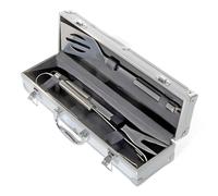 DT Set Barbacoa 3 Piezas Pinza Paleta Tenedor Acero Inoxidable En estuche