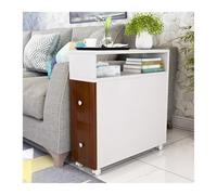 DTACBNEUZ Aparador para salón Gabinete Lateral de Esquina for Sala Estar, Moderno y Sencillo, con 2 cajones, sofá, Mesa pequeña Estrecha móvil 4 Ruedas(Warm White+Teak,60x20x65cm)
