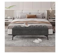 DTACBNEUZ Banco de Cama Banco de Almacenamiento Entrada Moderno Extremo Cama otomano tapizado Terciopelo for Dormitorio for pie capitoné Reposapiés Taburete(Black Grey,90 * 40 * 43cm)