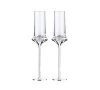 DTACBNEUZ Copa de champán Copas de champán de Cristal de pie Alto, Copas de champán de Tallo Plateado, Juego de 2, Capacidad de 5,07 oz for cumpleaños y recién Casados Copa Flauta