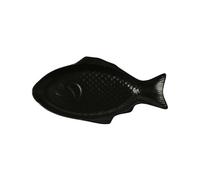 DTACBNEUZ plato hondo Plato de cerámica con forma pez Irregular, plato pescado al vapor Rectangular, cena, comedor familiar for restaurante Hotel(Negro)