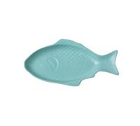 DTACBNEUZ plato hondo Plato de cerámica con forma pez Irregular, plato pescado al vapor Rectangular, cena, comedor familiar for restaurante Hotel(Blue)