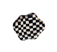 DTACBNEUZ plato hondo Plato de cerámica decorativo for el hogar fruta postre almacenamiento a cuadros escandinavo Decoración del cena vintage Vajilla(Negro)