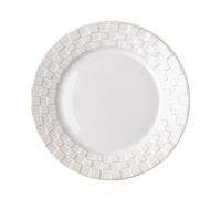 DTACBNEUZ plato hondo Plato De Comedor Vintage Cocina Casera Café Postre Cerámica A Cuadros Plano Blanco Puro Disco Lindo Simple(Pequeño)