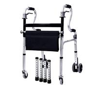 DTADYUO Armazón de Inodoro para Personas Mayores Ancianos Ajustable para Caminar, uno Plegable con Ruedas, con reposabrazos, Adecuado para Personas con Movilidad Reducida Andador liviano, (4 Rondas)