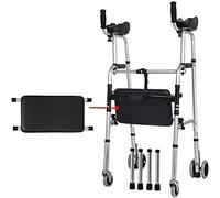 DTADYUO Armazón de Inodoro para Personas Mayores Armazón para Caminar Andador con Soporte para antebrazo Plegable con Asiento/reposabrazos y 2 Ruedas Pies de esquí Andador Ligero,