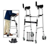 DTADYUO Armazón de Inodoro para Personas Mayores Ayuda para Caminar multifunción, Marco para Caminar, Andador con Ruedas Plegable en 4 Ruedas, con Asiento Acolchado, Plegable Ajustable, Ayuda equipa