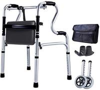 DTADYUO Armazón para Inodoro para Personas Mayores, Andador, Andador de Aluminio Ligero, Plegable para Personas Mayores con Asiento, Andador Plegable con pasamanos para Inodoro, el Regalo más adecua