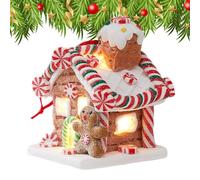 Dtaigou Adornos de casa de Jengibre de Arcilla, Luminosos Adornos para casa de Jengibre, casa de Dulces de Cuento de Hadas para decoración del hogar, decoración de Ventanas