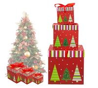 Dtaigou Cajas apilables de Navidad, 3 piezas para fiesta, Papá Noel, muñeco de nieve, alce, árbol de Navidad, torre, decoración de anidación con tapas para niños, fiestas de invierno, vacaciones