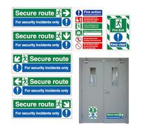 Dtaigou Calcomanía de señal de salida, mantiene calcomanías transparentes de seguridad, señales de salida de incendios, para interiores y exteriores, escuela, oficinas, garaje, pasillos, almacenes