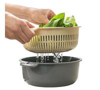 Dtaigou Juego de Cuenco Colador - Cesta Lavadora de Verduras con Colador,Base Antideslizante Apilable Para Cocina Preparar Comidas Enjuagar Arroz Hacer Ensaladas