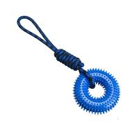 Dtaigou Juguetes chirriantes para perros, juguete para perros chirrido - Spiky Ring Trainer de masticación - Juguete interactivo con cuerda para pequeños perros medianos grandes estimulación mental al