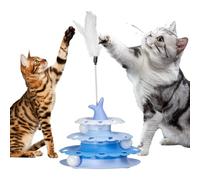 Dtaigou Juguetes para gatos para gatos interiores, teaser de gatos,Divertido tocadiscos de mascotas con un teaser stick - Torre de pelota de rolleros de juguete interactiva para perseguir ejercicio de