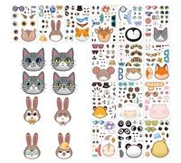 Dtaigou Pegatinas De Animales Para Hacer Una Cara,Pegatinas Para Hacer Una Cara Para Niños,Lindas pegatinas para monopatín - Pegatinas de juguetes para niños y niñas, haz tus propias calcomanías de
