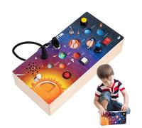 Dtaigou Tablero Actividades Infantiles | Solar Sensorial de Madera | Mando LED, Juego Portátil Motricidad Fina, Juguete Educativo Interactivo para Casa, Viajes y Transporte