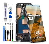 DTD Pantalla LCD para Samsung Galaxy S22 5G SM-S901B, SM-S901B/DS LCD, Montaje con Herramientas (Negro con Marco, sin reconocimiento de Huellas Dactilares)