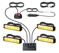 DTEANJU Kit 4 Luces Estroboscópicas 6LED, 12V 24V, E57, IP65 8 Modos | Luces de Emergencia Homologadas E57, señalización ámbar, 8 modos de destello, IP65 para camiones, furgonetas y vehiculos