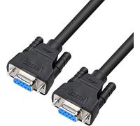 DTech 5 m DB9 RS232 Cable serie Buchse a Buchse, de módem nulo, conductores TX-RX cruzados, para transmisión de datos, color negro