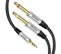 DTech Cable adaptador de audio estéreo TRS 1/8 a Dual Quarter pulgadas TS 6,35 mm Divisor en Y Guitarra AMP Cable Aux (1,5 m)